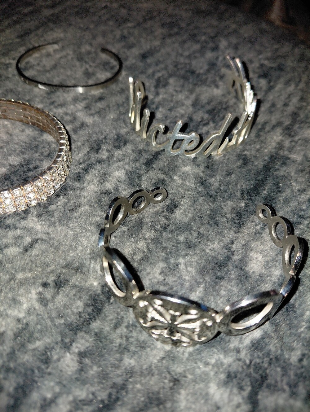 Vintage Silver Tone Bracelet Bundle 5pc Rhinestone Cuff Bangle Y2K Statement CC - Picture 5 of 16